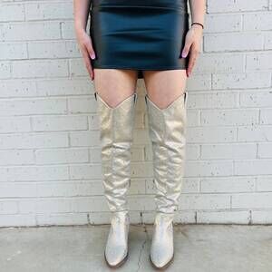 NEW LET'S SEE STYLE bring ya to your knees boots in champagne